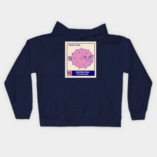 Kawaii Cute Menacing Pufferfish, Ocean Stamp Collection, Pufferfish Lover Kids Hoodie